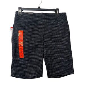 HILARY RADLEY Womens Bermuda Shorts Navy Off White Geometric Print Size Medium